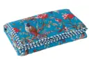 PLAID BIRDS/FLOW COT VELV BL (130x180x1cm)