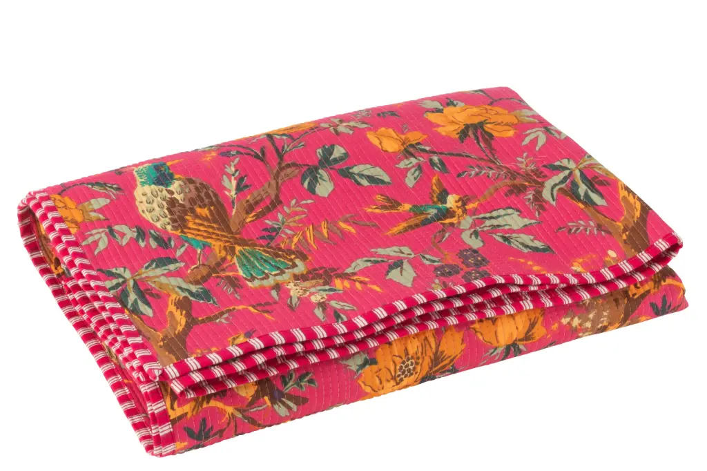 PLAID BIRD/FLOW COT VELV PK (130x180x1cm)