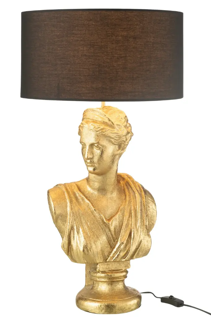 LAMP LADY BUST RESIN GOLD (38,5x38,5x72cm)