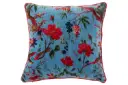 CUSHION BIRDS/FLOW COT VELV BL (45x45x15cm)