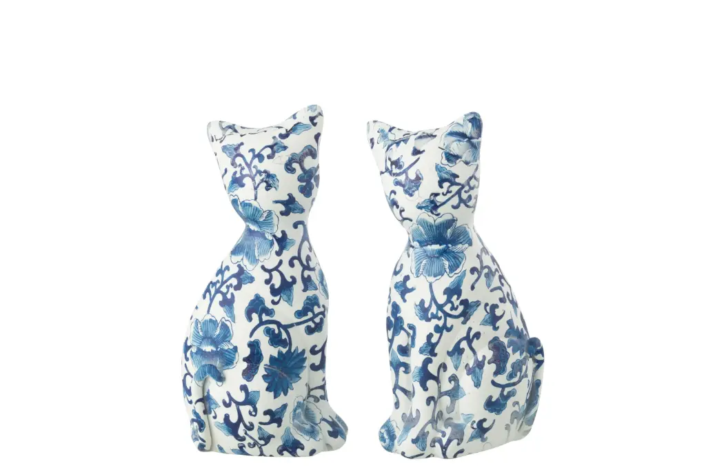 [51429] CAT PATTERN RESIN BL/WH L ASS2 (10x9x22cm)