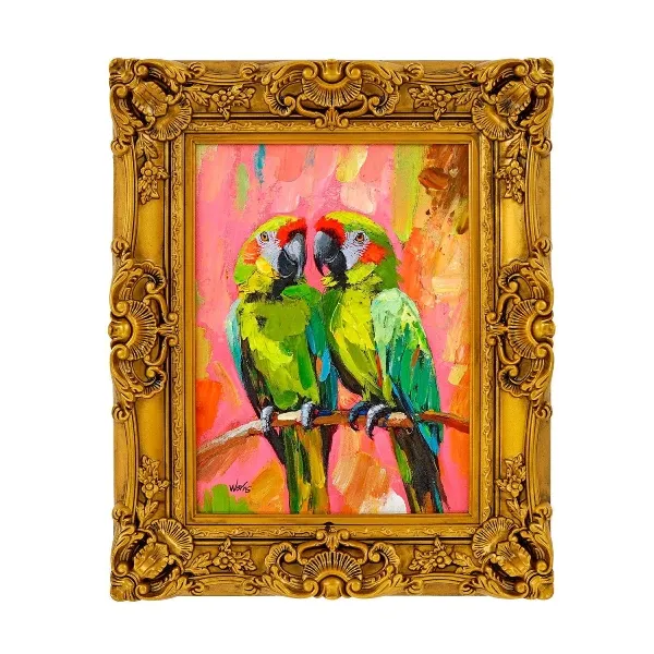 Painting Parrots acryl on canvas, 44x54 cm
