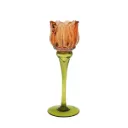 Candle holder tulip, orange glass, 8x21.5cm
