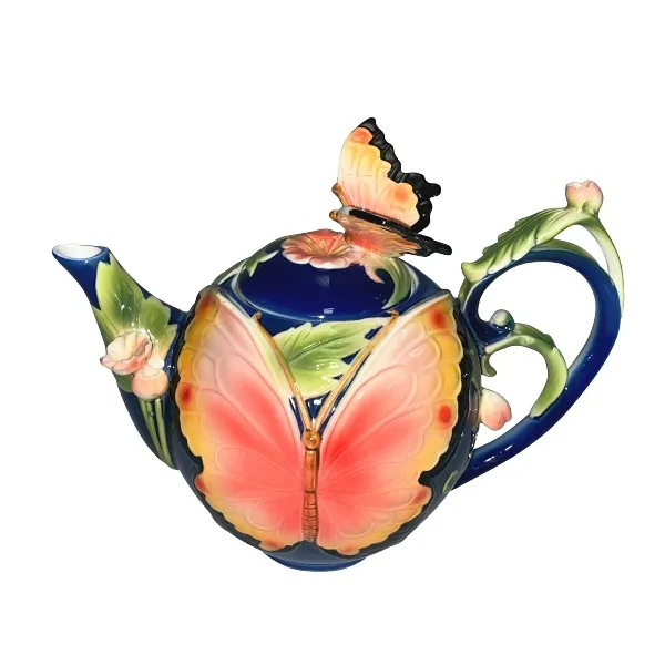 [55993] Tea pot Butterfly stoneware, 24.5x14x18.5 cm multicoloured
