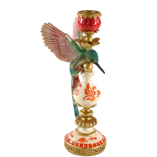 [57124] Candle holder colibri polyresin, 13x14x32 cm