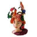 Vase woman's head w. parrots polyresin, 21x21x35cm