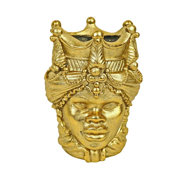 Planter head Agostina, gold MGO, 32x32x44 cm