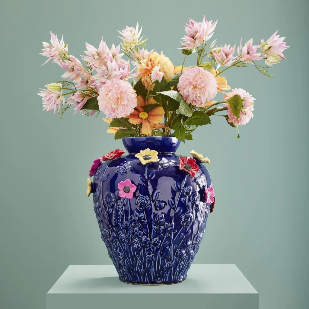 [55958] Vase Primavera blue, stoneware 35x35x37cm