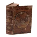Book Storage Box Worldmap 27x19x6.5 cm - Brown