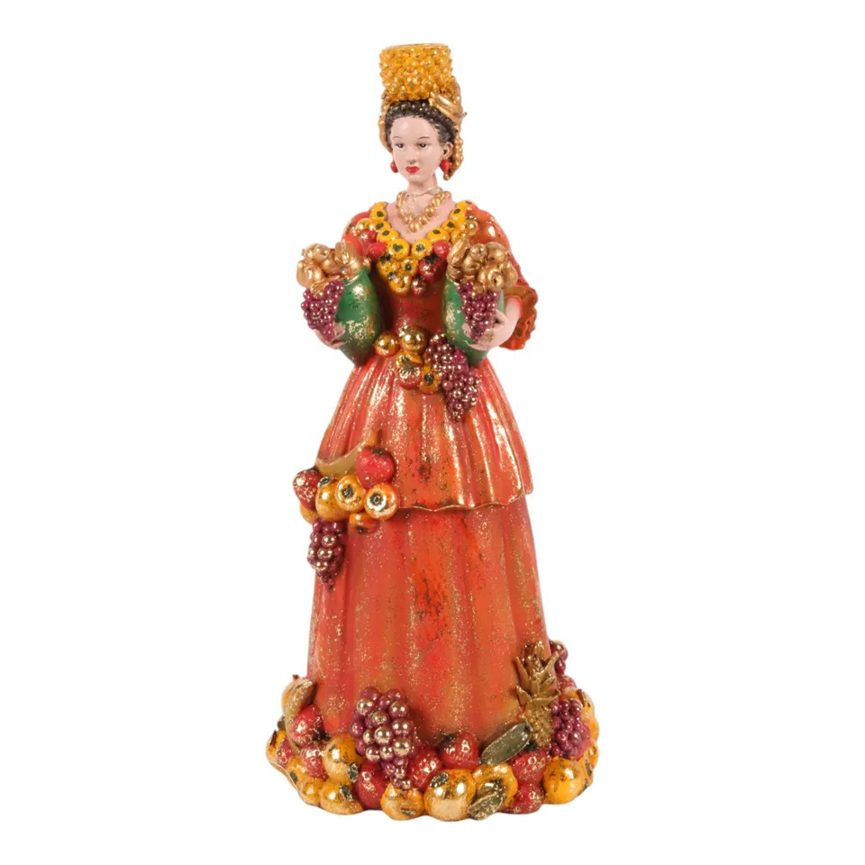 [12645661] Candle Holder Women 23 cm - Orange - Resin