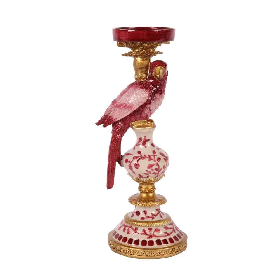 [12673655] Parrot Candle Holder  Red - Resin 32.5x12x12cm