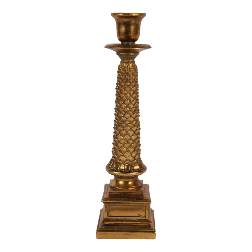 [12973400] Candle Holder 37.5 cm - Gold - Resin
