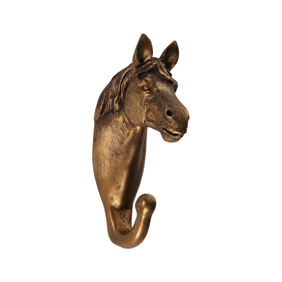 Horse Wall Hook Gold - Resin Colour: Gold 8.5x15x5cm