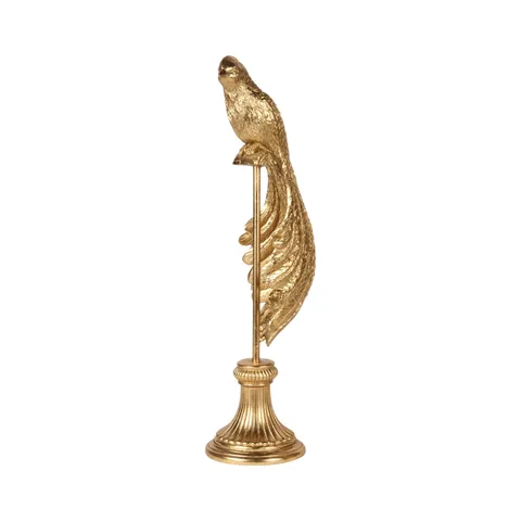 [13156406] Bird Figurine on Stand 49 cm - Gold - Resin