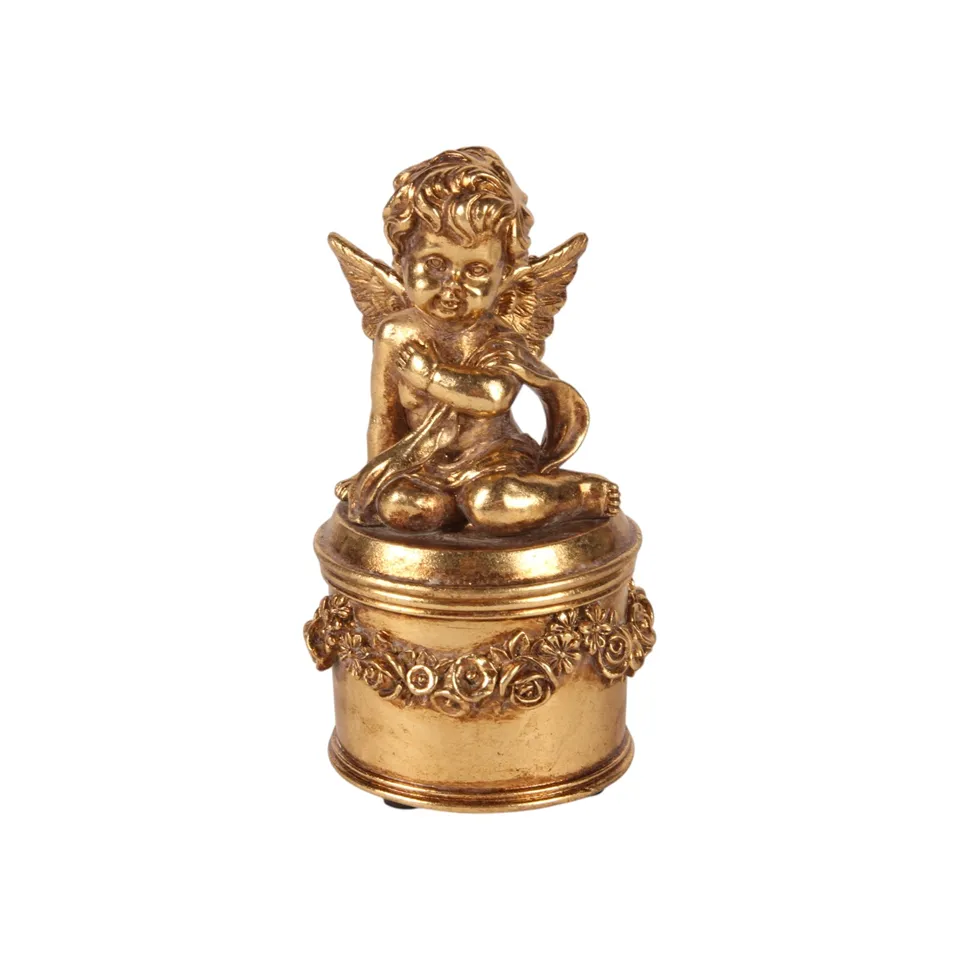 [13162355] Angel Jewelry Box 11 cm - Gold - ResinDimensions (cm, HxWxD): 11x6x6.5 |