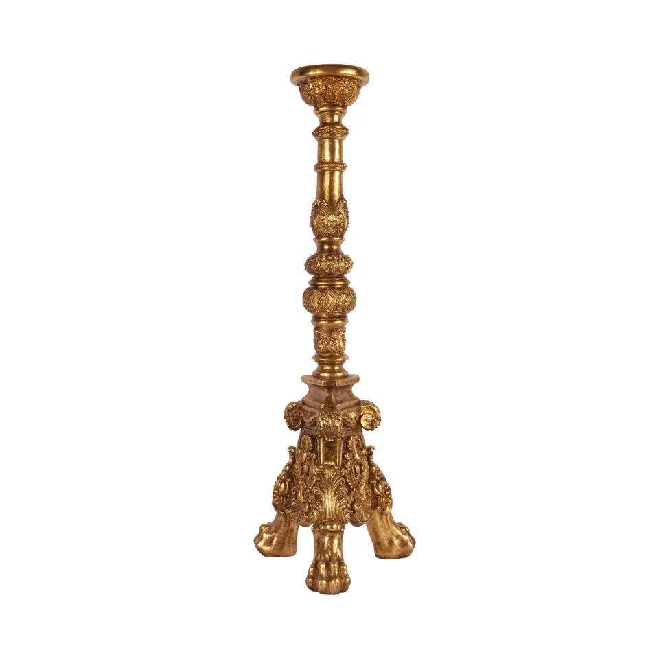 [13222400] Vintage Candle Holder 106 cm - Gold - Resin