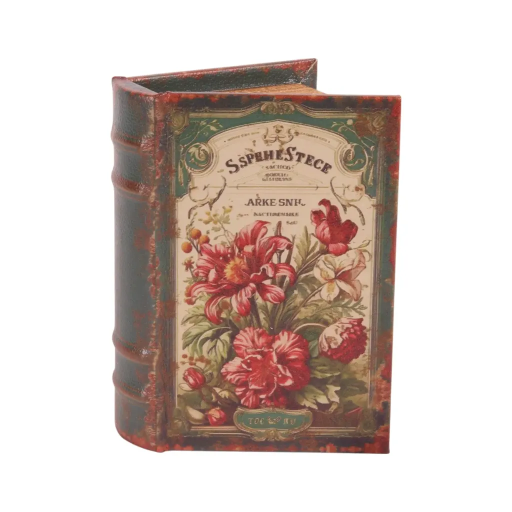[13406800] Book Storage Box Flowers 15 cm-Green
