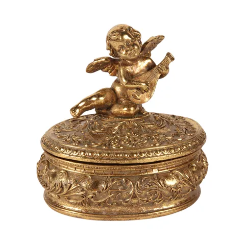 Storage Box Angel 11,7 cm - Gold - Resin Dims (cm, HxWxD): 11.7x9.5x11.5