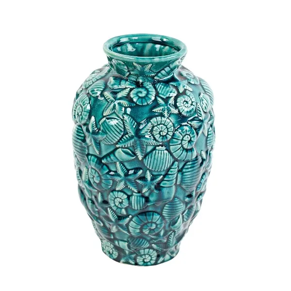 [56831] Vase Green Shells stoneware, 22.5x22.5x34.5 cm