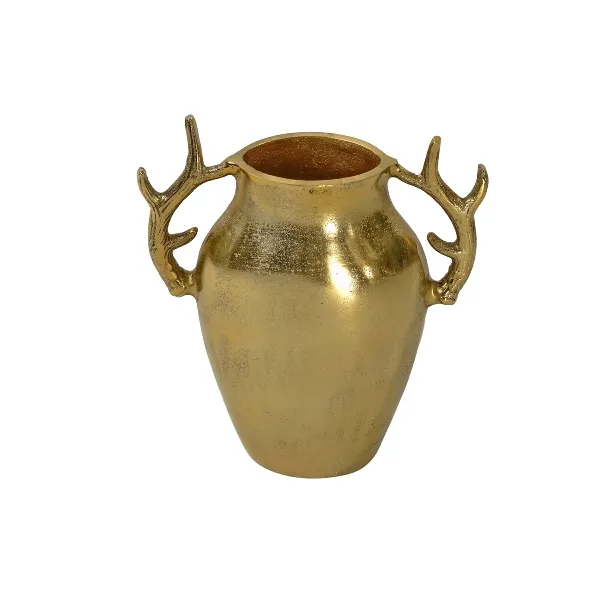 Vase antler, gold aluminium, 28x11x33cm