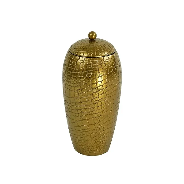 Decorative jar Aleyna, gold aluminium, 16x16x31 cm
