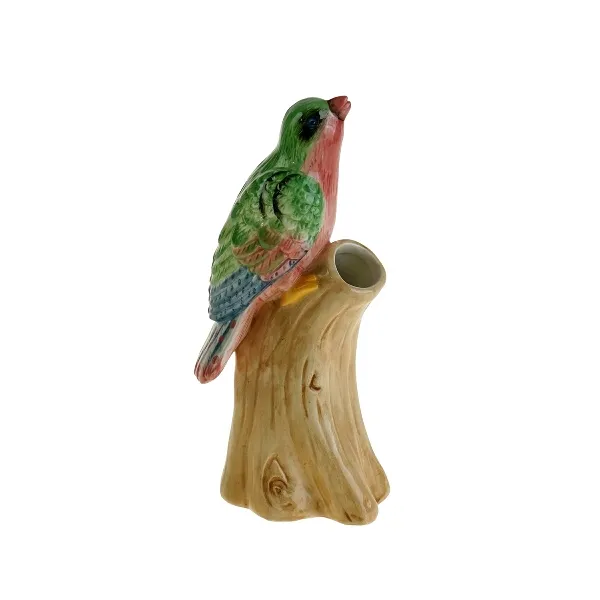 [52926] Vase w. bird, multi-colored dolomite, 9x7x20 cm hand-painted set 2