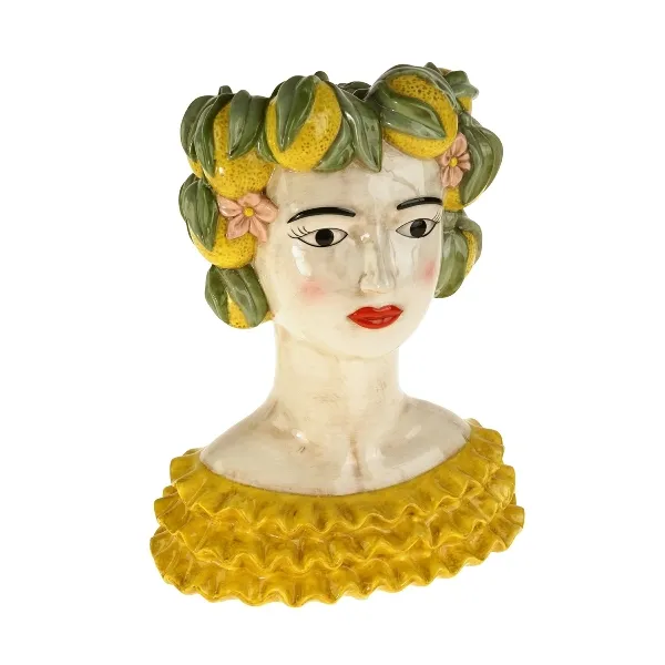 Decorative vase Lady Lemon multicolored, dolomite, 25.5x16x34 cm hand painted
