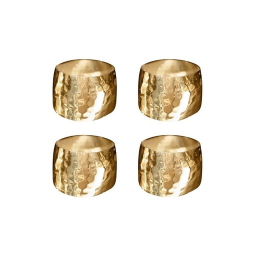 [060-21-205-GOLD] Napkin ring SET/4 hammered BR/GOLD 5x5x4