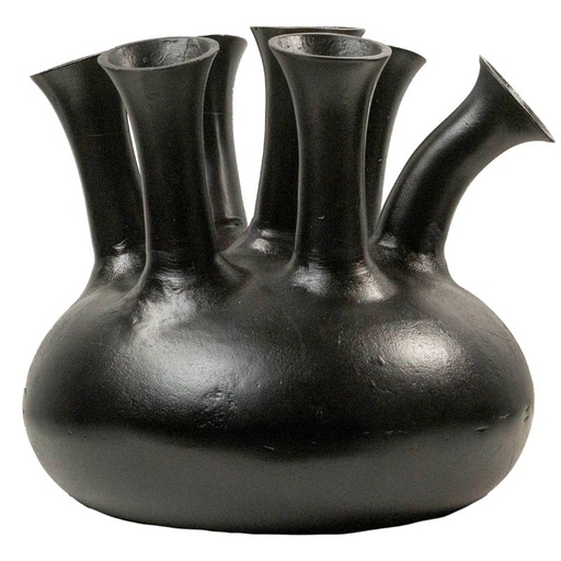 [001-19-3113-BLACK] Vase 7/mouth ALU RAW/BLACK 40x40x38
