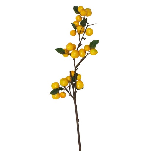 [399-22-012] Decorative berries yellow cherry single stem 68cm