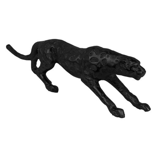 [001-21-4370-L-BLACK] Decorative leopard ALU RAW/MATT BLACK 74x15x20