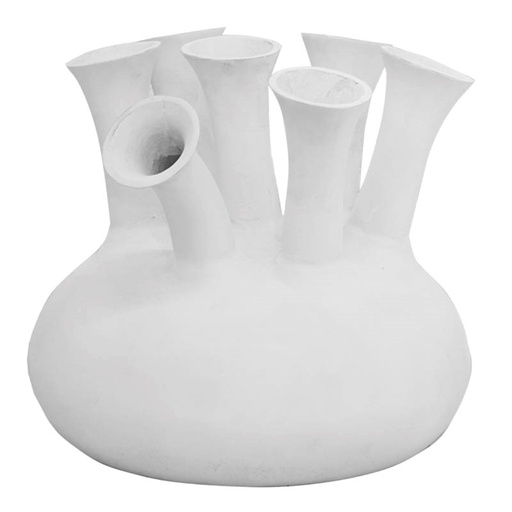 [001-22-3113-MATTWHITE] Vase 7/mouth ALU RAW/MATT WHITE 40x40x38