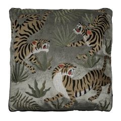 [310-21-274] Cushion tigers grey velvet 50x50