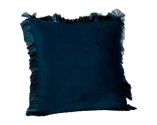 [283-20-113] Cushion w/fringe petrol 45x45