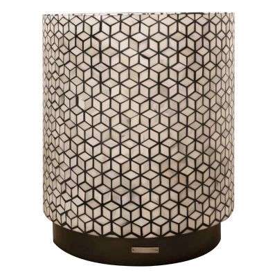 [093-22-391] Side table bone inlay black/white 40x40x50