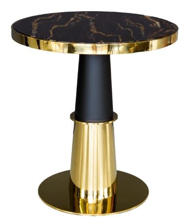 [335-21-066-GOLD] ATL Dining table black/gold marble look SS/GO 70x70x76
