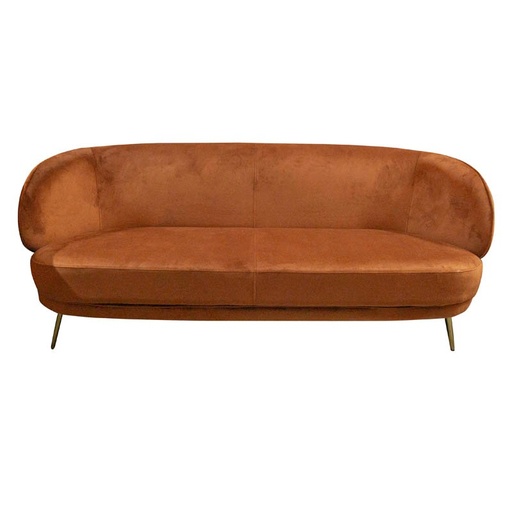 [338-21-016-RUST] Sofa Emma rust velvet gold IR legs 186x71x80