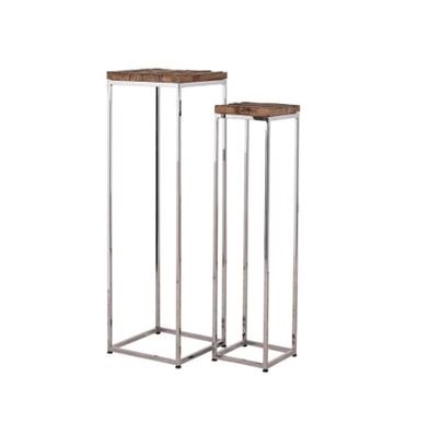 [371-21-025] Column SET/2 reclaimed wood w/glass SS 35x35x90 / 25x25x80