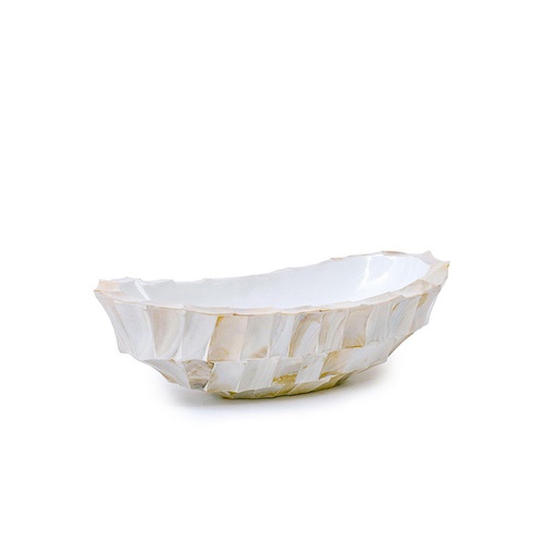 Vase Barge oval Mother of pearl Cream L46