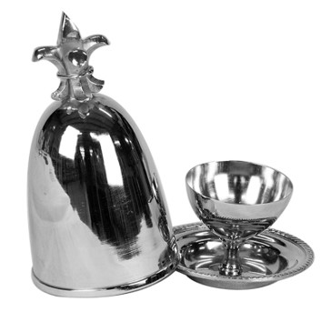 [001-13-638] Egg cup etched w/lily BR/NI 9x9x14