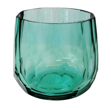 [422-23-029] Votive faceted glass aqua 10x10x9