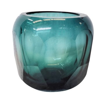 [422-23-027] Votive w/cutting glass bright green 8.5x8.5x8