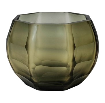[422-23-007] Votive w/cutting glass green/grey 10x10x7
