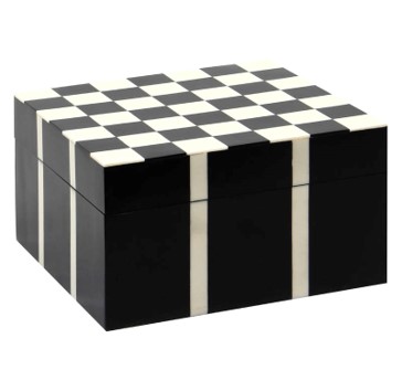 [060-23-222] Box w/lid black/white RESIN 21x21x12