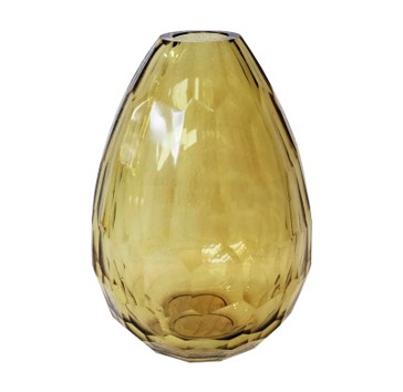 [422-23-046-M] Vase faceted glass yellow 15x15x23.5