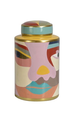 [155-263] LIDDED JAR 'MIRO' MULTICOLOUR CERAMIC D18x29h