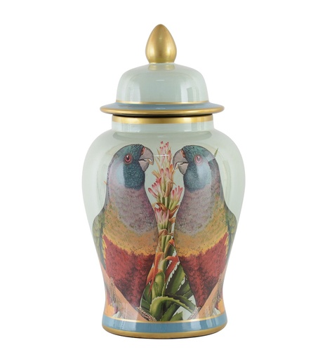 [155-503] JAR 'MACAW' MULTICOLOUR CERAMIC 60h