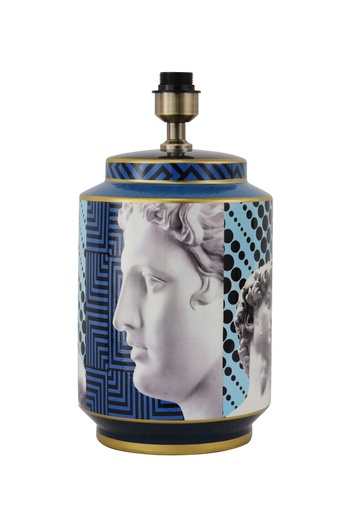 [155-576] LAMP 'FIRENZE' WHITE/BLUE/BLACK CERAMIC D19x45h