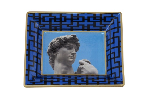 [155-577] ASHTRAYS WHITE/BLUE/BLACK CERAMIC 'FIRENZE' 20x16