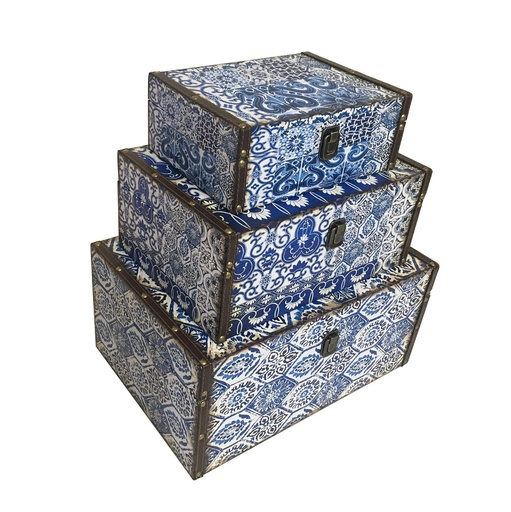 [220-398] S/3 AS.TRUNK 'AZULEJOS' 27x20x10h/35x25x15h/43x30x20h